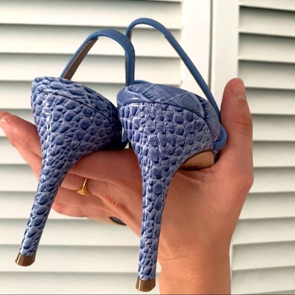 NEW Steve Madden size 8 Blue Strappy Crocodile Print Stiletto Heels - Picture 3 of 5